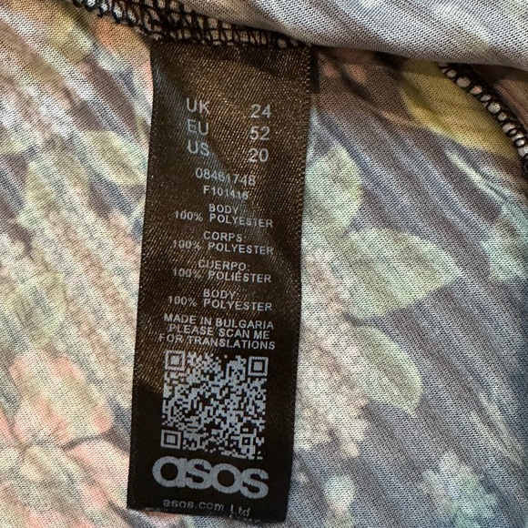 Asos Curve Floral Plisse Assymetric Wrap Long Sleeve Blouse Women’s 20 Plus Size - Picture 6 of 6